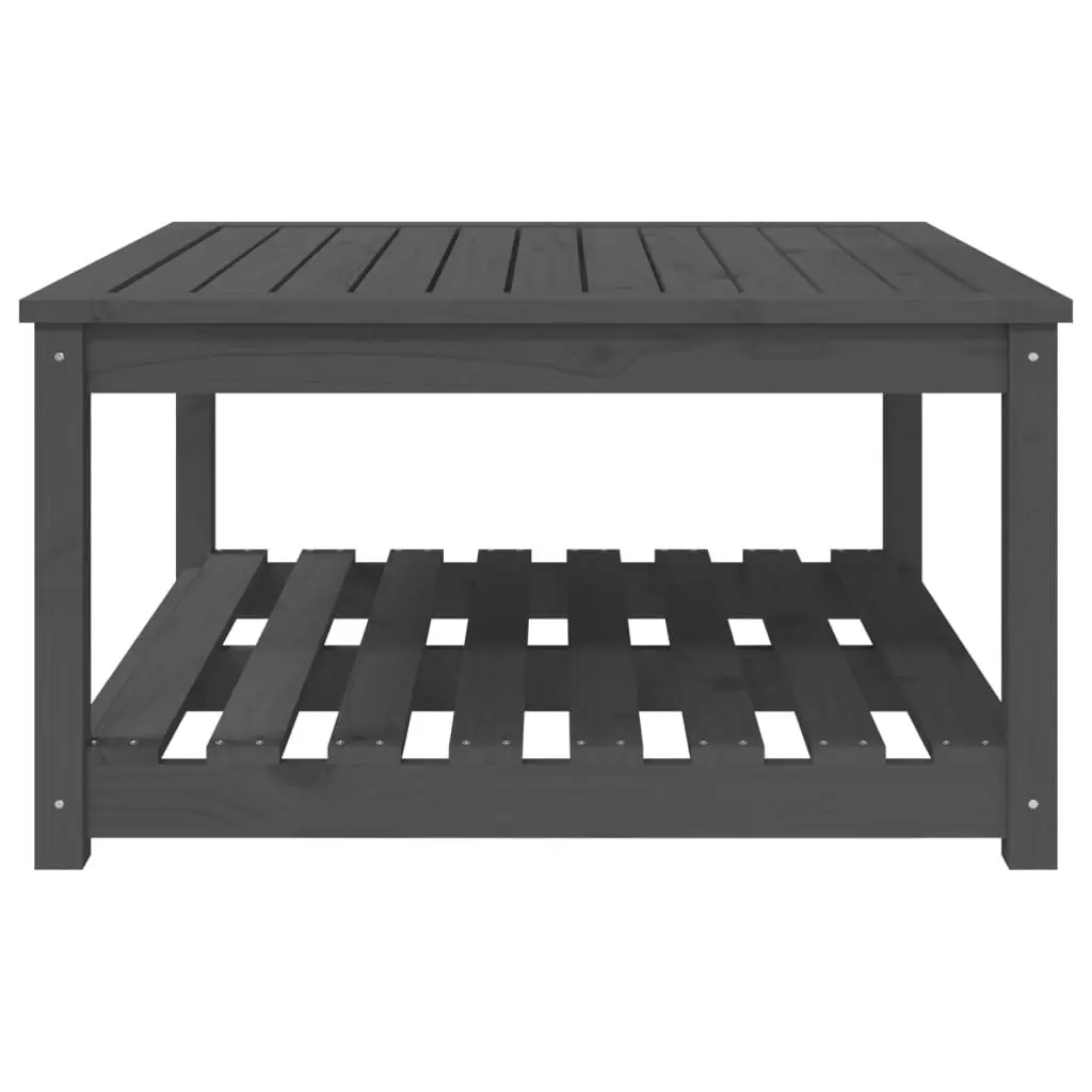 Garden Table Grey Solid Wood Pine Patio Outdoor Furniture with Storage Shelf