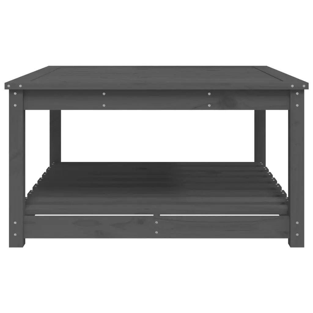 Garden Table Grey Solid Wood Pine Patio Outdoor Furniture with Storage Shelf