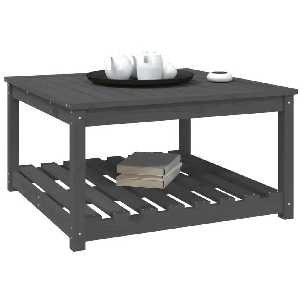 Garden Table Grey Solid Wood Pine Patio Outdoor Furniture with Storage Shelf