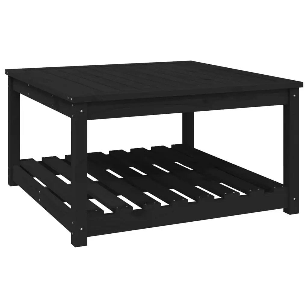 Black Garden Table, 82.5x82.5x45cm, Solid Wood
