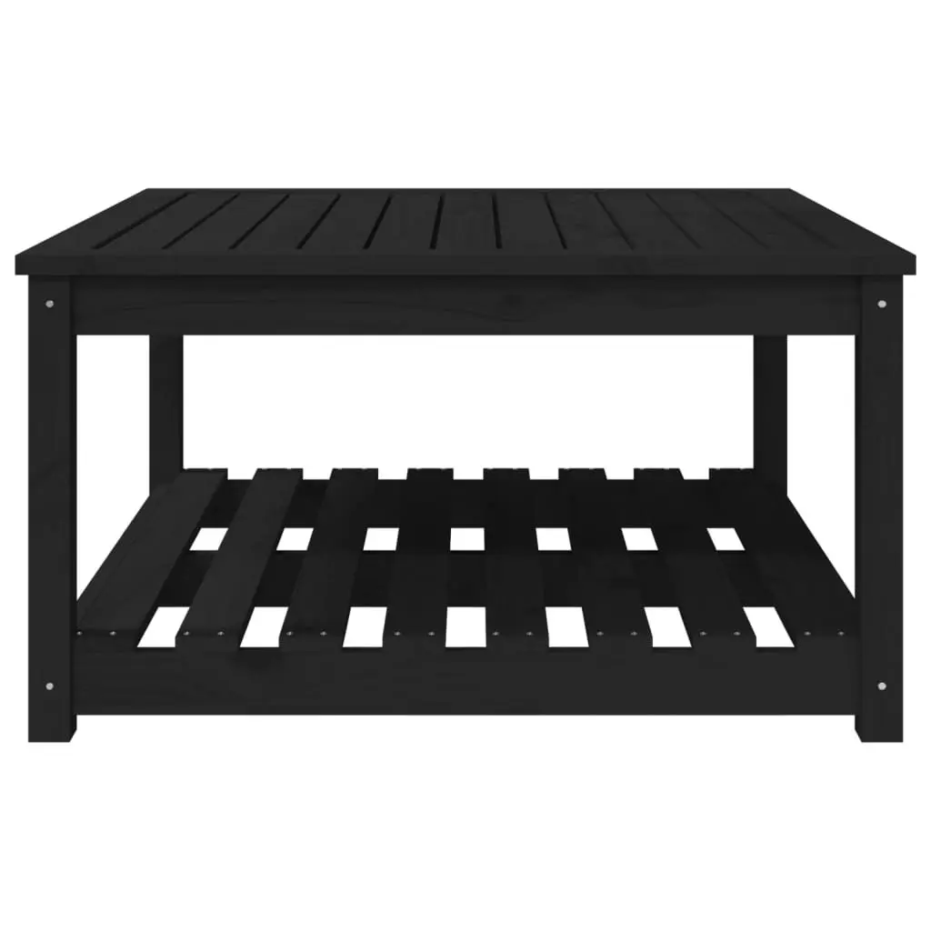 Black Garden Table, 82.5x82.5x45cm, Solid Wood