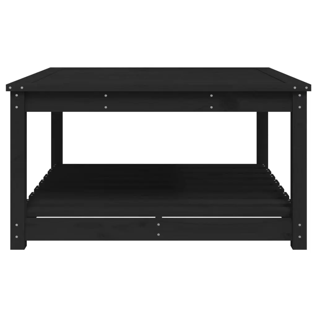 Black Garden Table, 82.5x82.5x45cm, Solid Wood