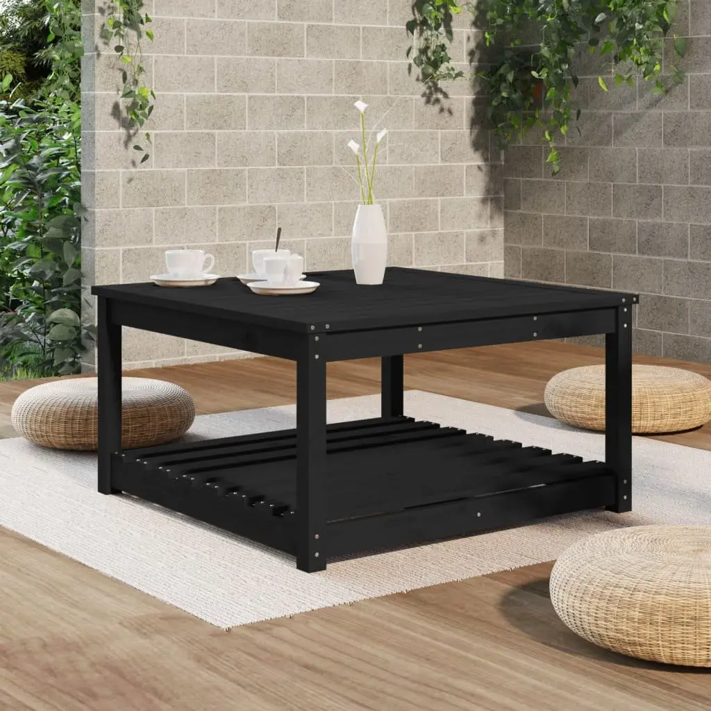 Black Garden Table, 82.5x82.5x45cm, Solid Wood
