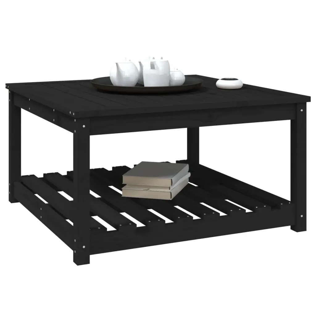 Black Garden Table, 82.5x82.5x45cm, Solid Wood