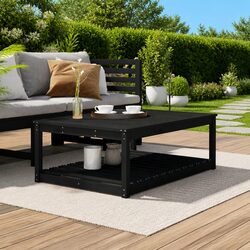 Compact Black Garden Table 121x82.5x45cm with Storage