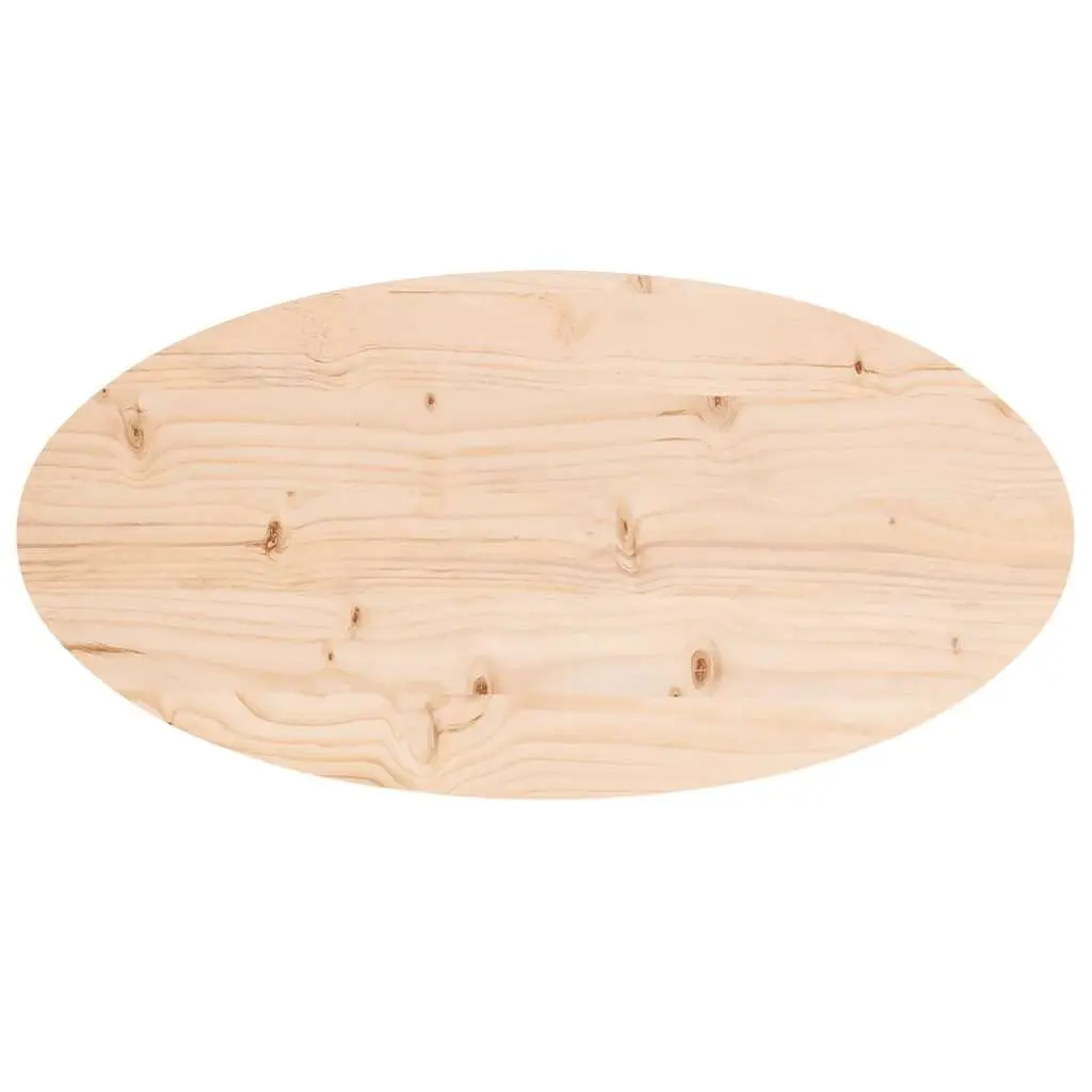 Solid Pine Wood Oval Table Top Natural Brown 70x35cm Durable Replacement Surface