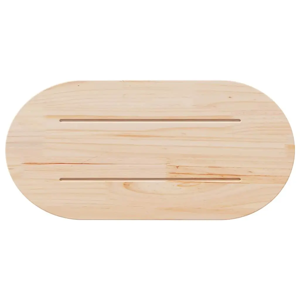 Solid Pine Wood Table Top Brown 70x35cm Oval Replacement Surface
