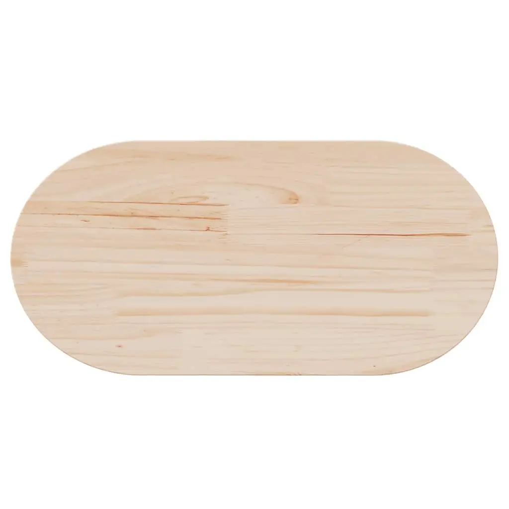Solid Pine Wood Table Top Brown 70x35cm Oval Replacement Surface