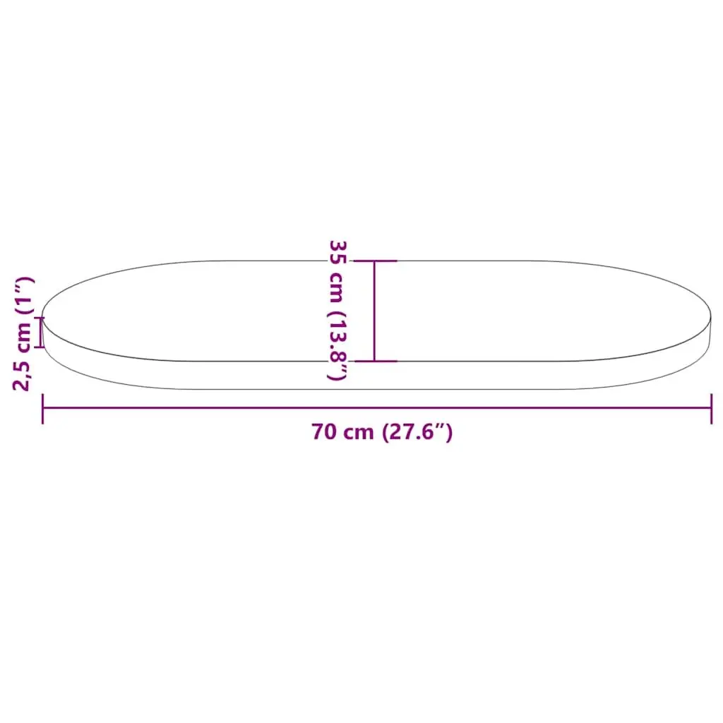Solid Pine Wood Table Top Brown 70x35cm Oval Replacement Surface