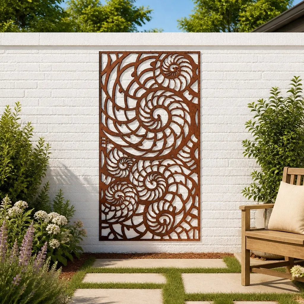 Garden Wall Decoration 105x55 cm Corten Steel Shell Design Outdoor Art