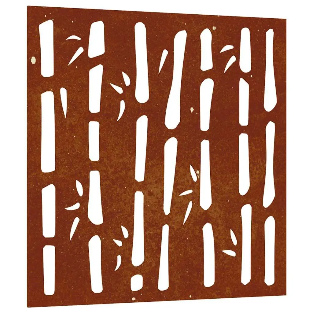Garden Wall Decoration 55x55 cm Corten Steel Bamboo Hollow Design Outdoor Art