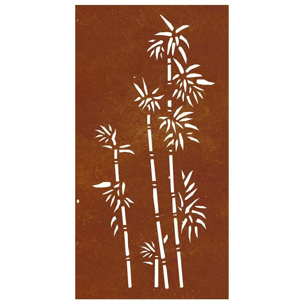 Garden Wall Decoration 105x55 cm Corten Steel Bamboo Design Outdoor Art