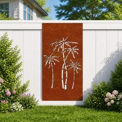 105x55 cm Corten Steel Outdoor Palm Tree Wall Decor