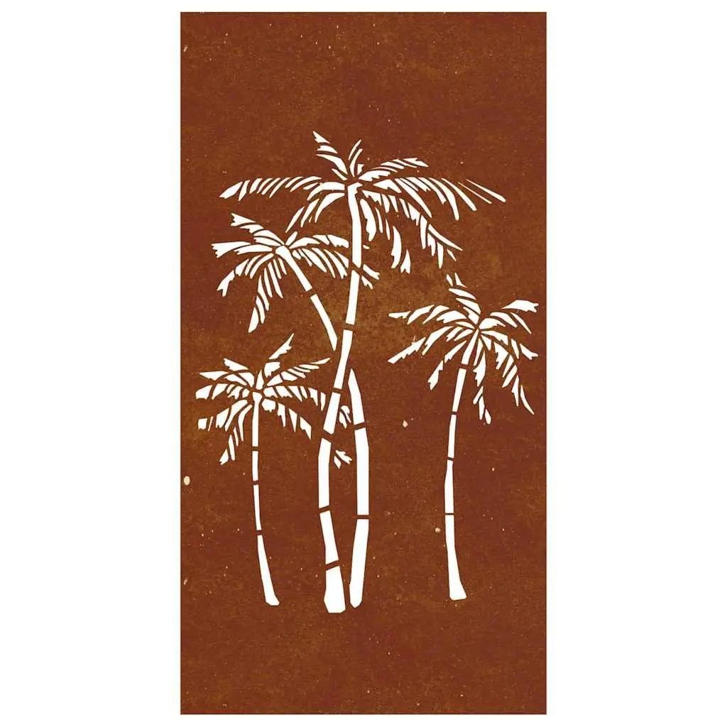 Garden Wall Decoration 105x55 cm Corten Steel Palm Tree Design Outdoor Metal Art