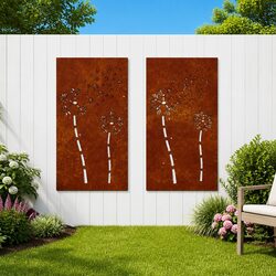 Elegant Metal Flower Garden Wall Decor, 2-Piece Set, 105x55cm