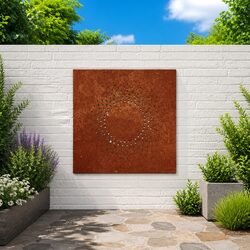 Concise Corten Steel Sun Design Garden Wall Art 55x55 cm