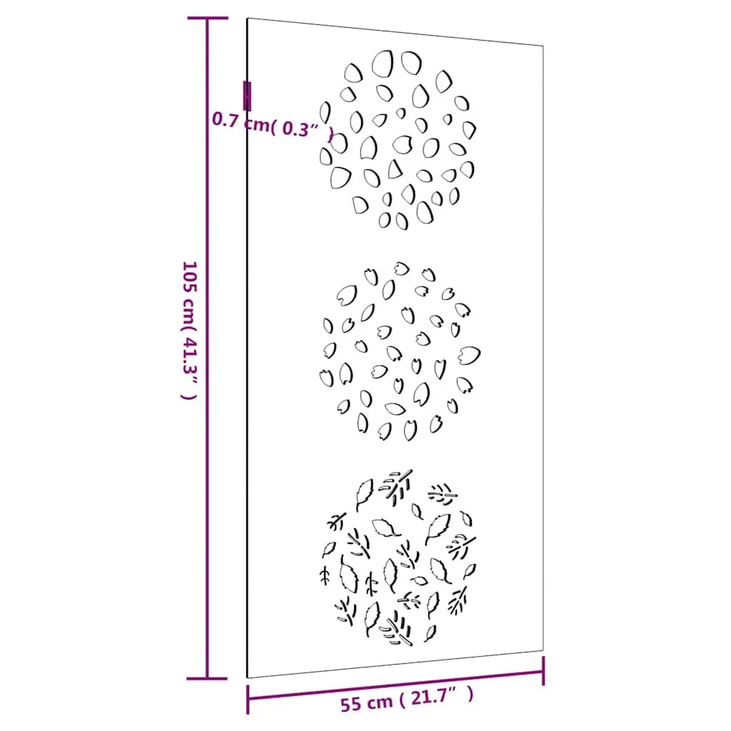 Garden Wall Decoration 105x55cm Corten Steel Leaf Design Outdoor Metal Art