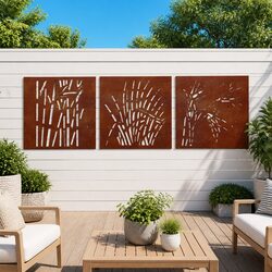 Set of 3 Metal Wall Art Panels for Outdoors