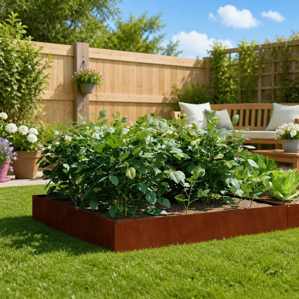 Garden Raised Bed Brown 100x100x33.5cm Corten Steel Planter Box