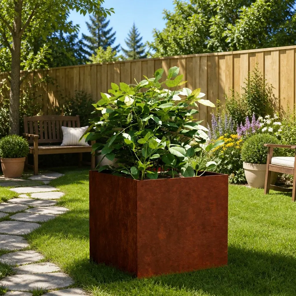 Corten Steel Planter Raised Garden Bed Flower Box Outdoor Patio Balcony Decor