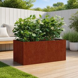 Compact Corten Steel Planter Box for Easy Gardening