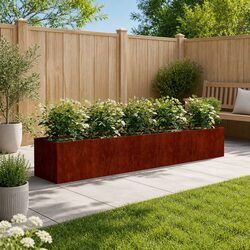 Garden Raised Bed Planter Box Corten Steel 200x40x40 cm Outdoor Vegetable Flower