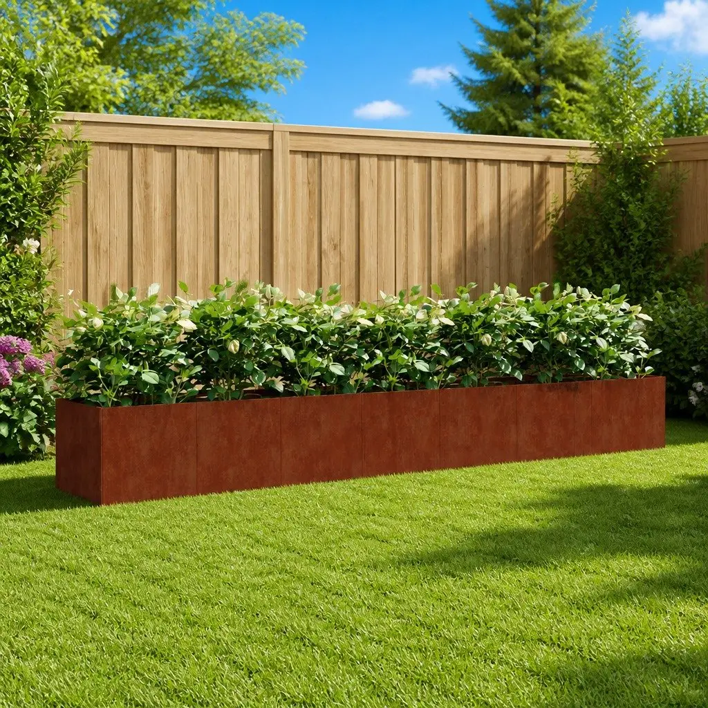 Raised Garden Bed Planter Box Brown 280x40x40cm Corten Steel Weathering Outdoor