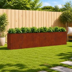 Corten Steel Raised Planter Box 360x40x80 cm for Your Garden