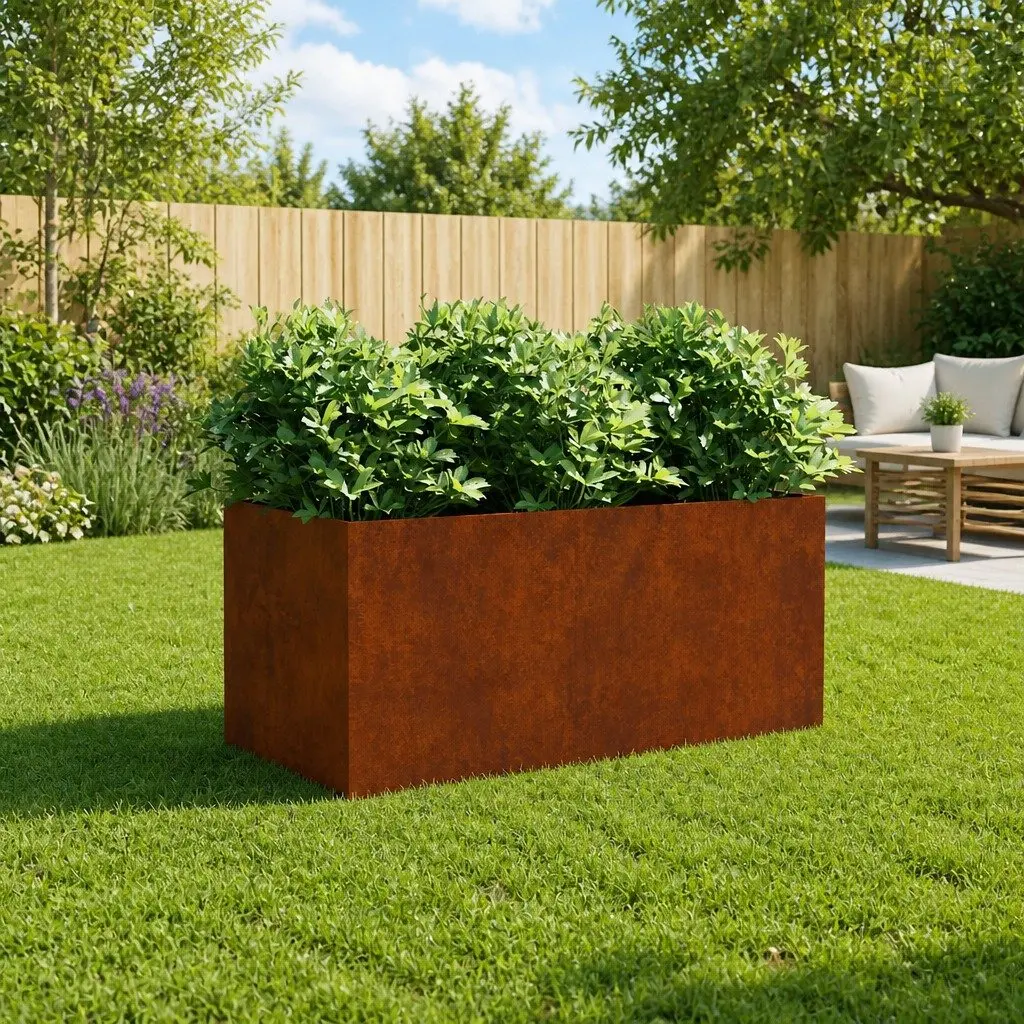 Corten Steel Planter 80x40x40 cm Raised Garden Bed Flower Box Outdoor Patio