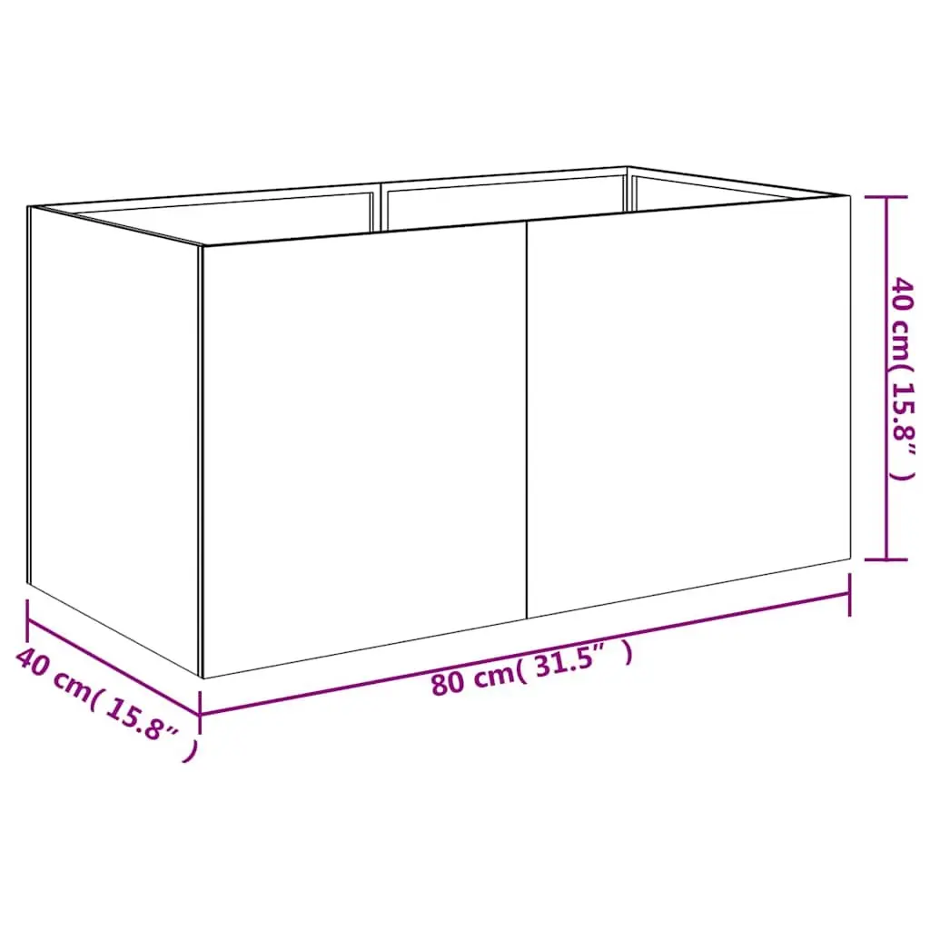 Corten Steel Planter 80x40x40 cm Raised Garden Bed Flower Box Outdoor Patio