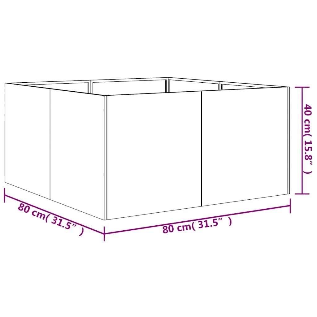 Corten Steel Planter Brown 80x80x40cm Outdoor Raised Garden Bed