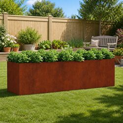 Garden Raised Bed Planter 280x80x80 cm Corten Steel Brown Outdoor Vegetable