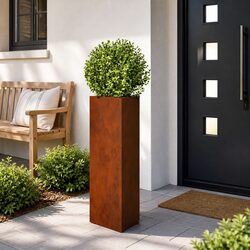 Concise Corten Steel Garden Planter Box 30x26x75cm