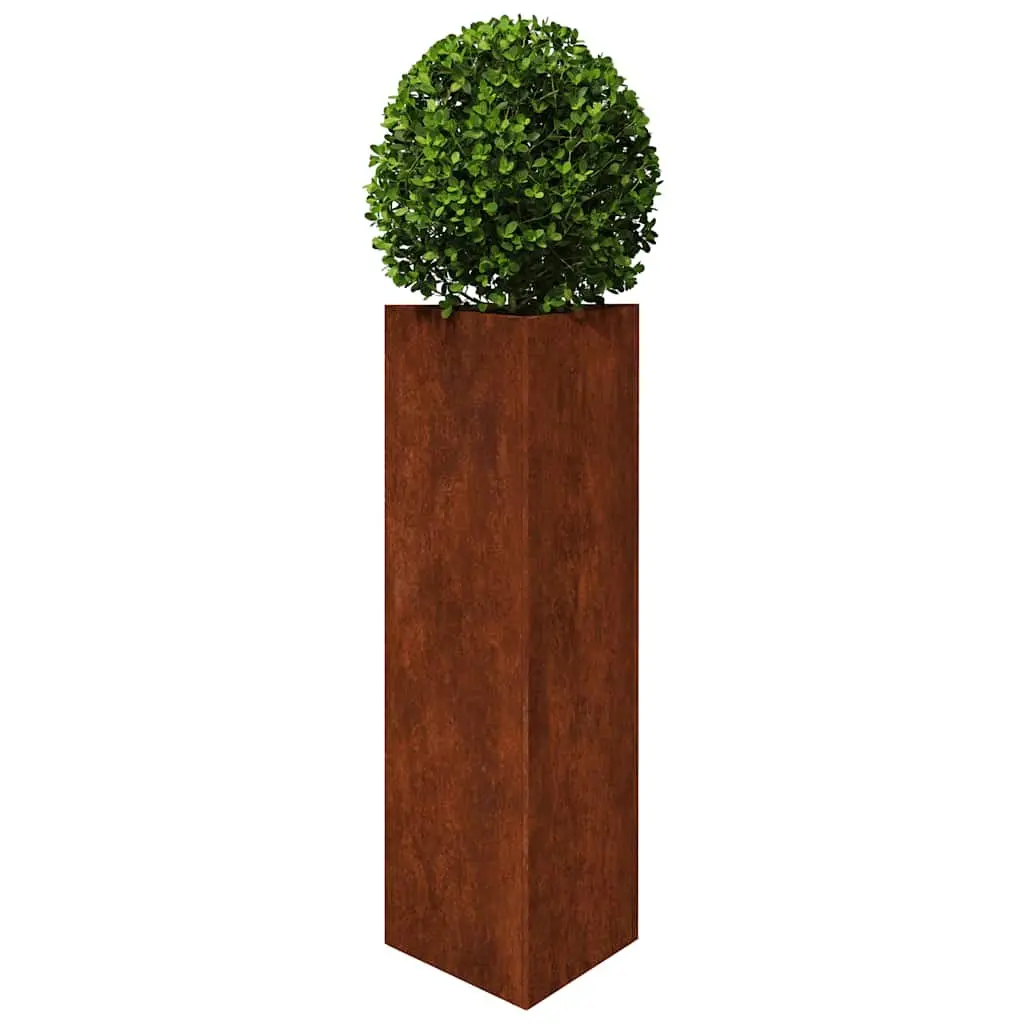 Garden Planter Box Brown 30x26x75cm Corten Steel Durable Outdoor Pot for Flowers Herbs