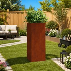 Garden Planter Box 40x34.5x75cm Corten Steel Brown Outdoor Decoration