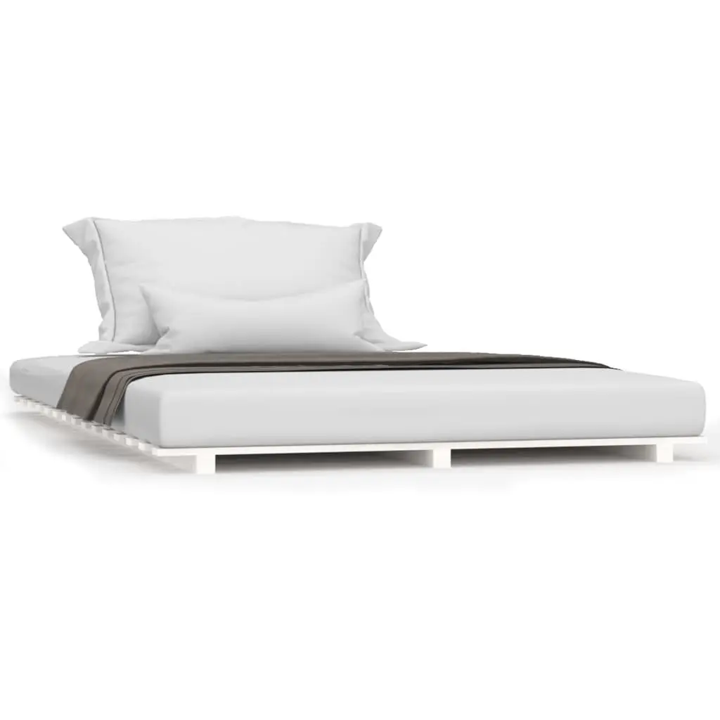 Solid Pine Wood Bed Frame White 150x200 cm Sturdy Slatted Base