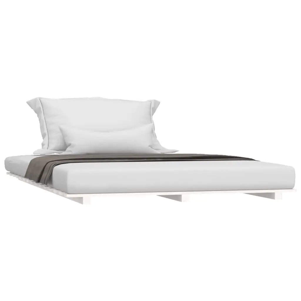 Solid Pine Wood Bed Frame White 150x200 cm Sturdy Slatted Base