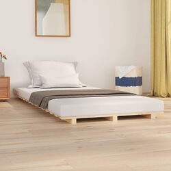 Solid Wood Bed Frame with Slatted Base for Stability