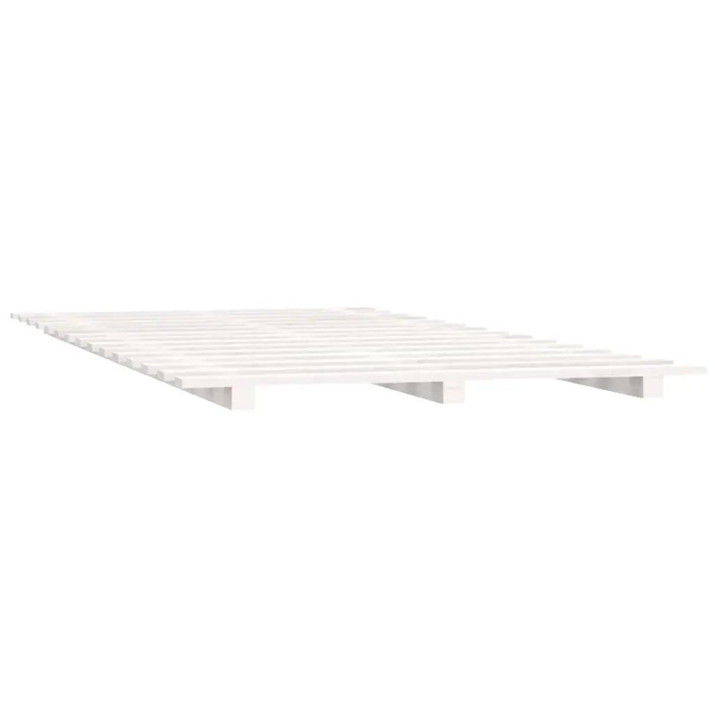Pine Wood Bed Frame White 90x190 cm Sturdy Slatted Base Bedroom Furniture