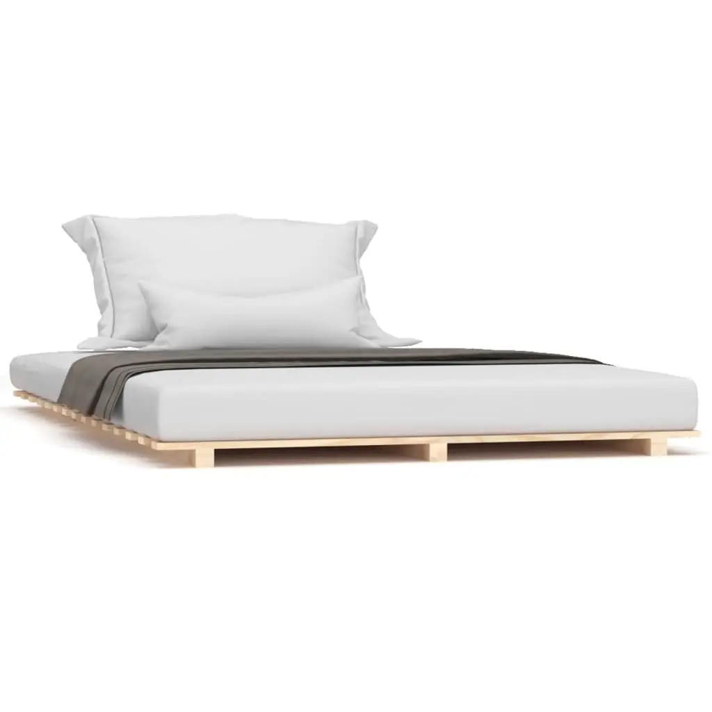 Bed Frame Brown 135x190 cm Solid Pine Wood Slatted Base
