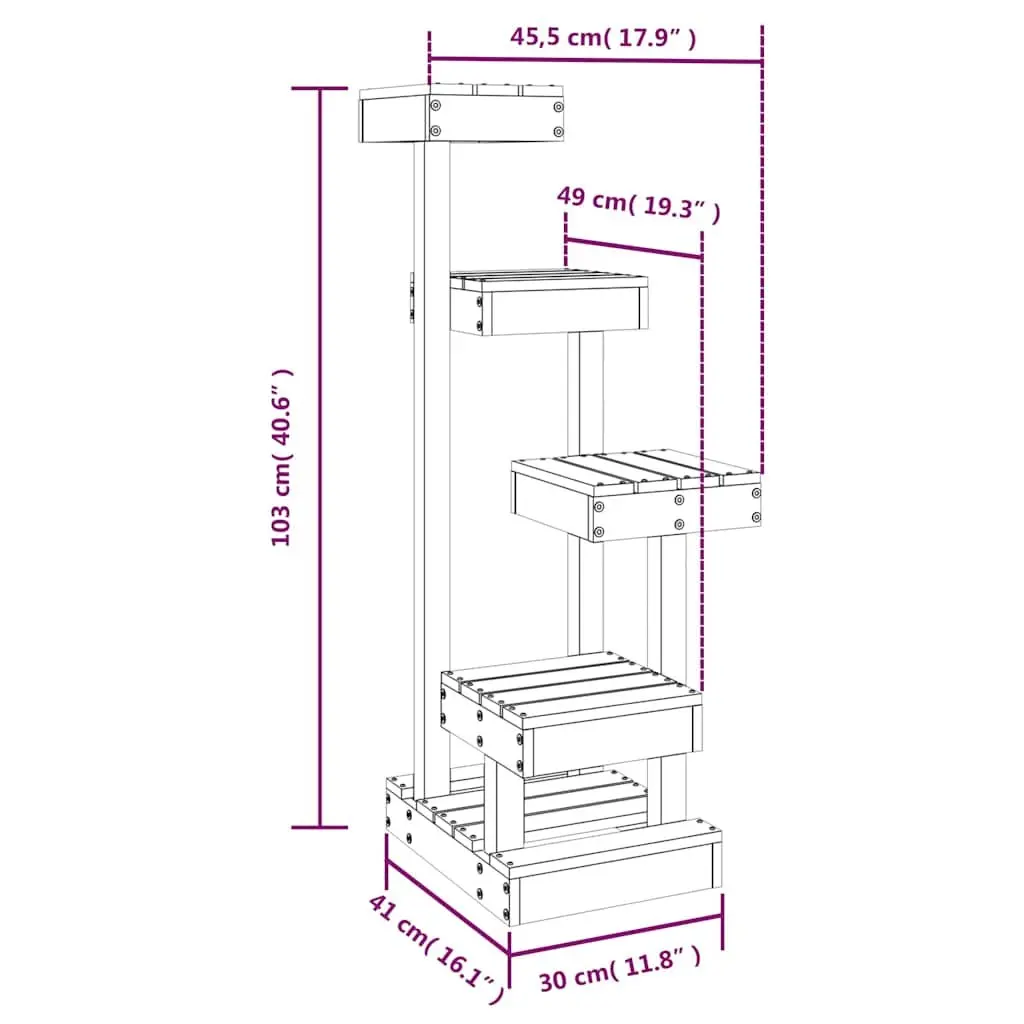 Cat Tree Brown 4 Platform Multi Level Wooden Pet Furniture Climbing Perch Scratching