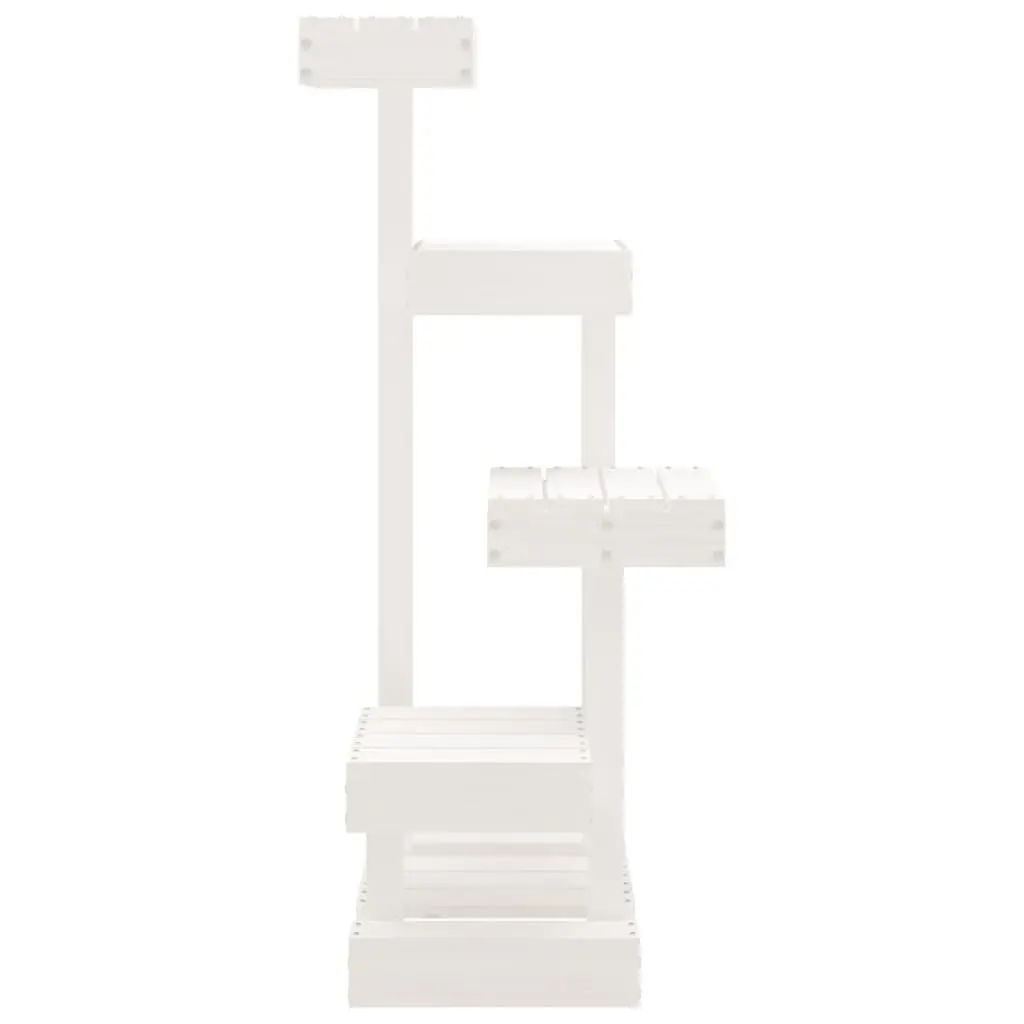 Cat Tree White Solid Pine Wood 4 Platform Multi-Level Cat Furniture Tower