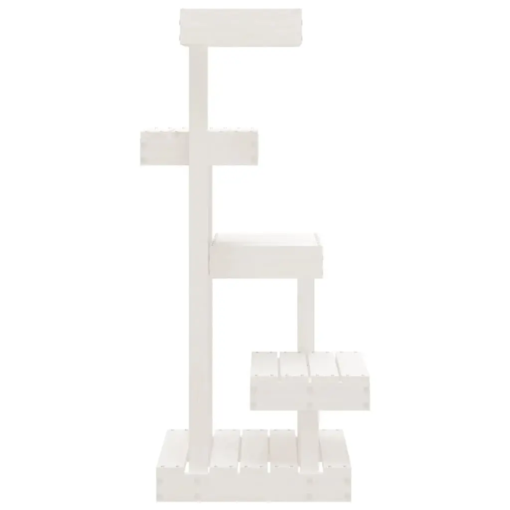 Cat Tree White Solid Pine Wood 4 Platform Multi-Level Cat Furniture Tower