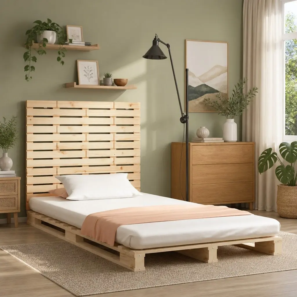 Wall Headboard 96cm Solid Pine Wood Bedroom Bed Header Brown