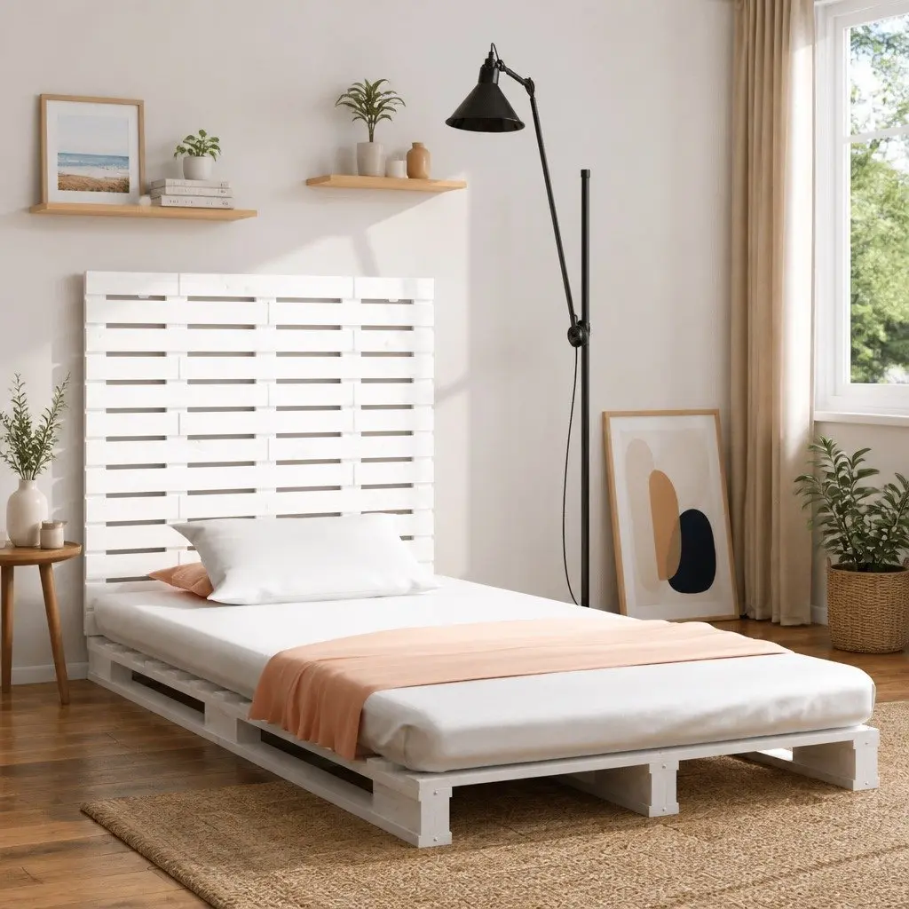 White Solid Pine Wood Headboard 96cm