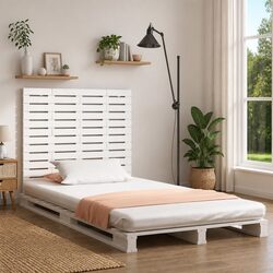 141cm White Wall Headboard in Solid Pine Wood