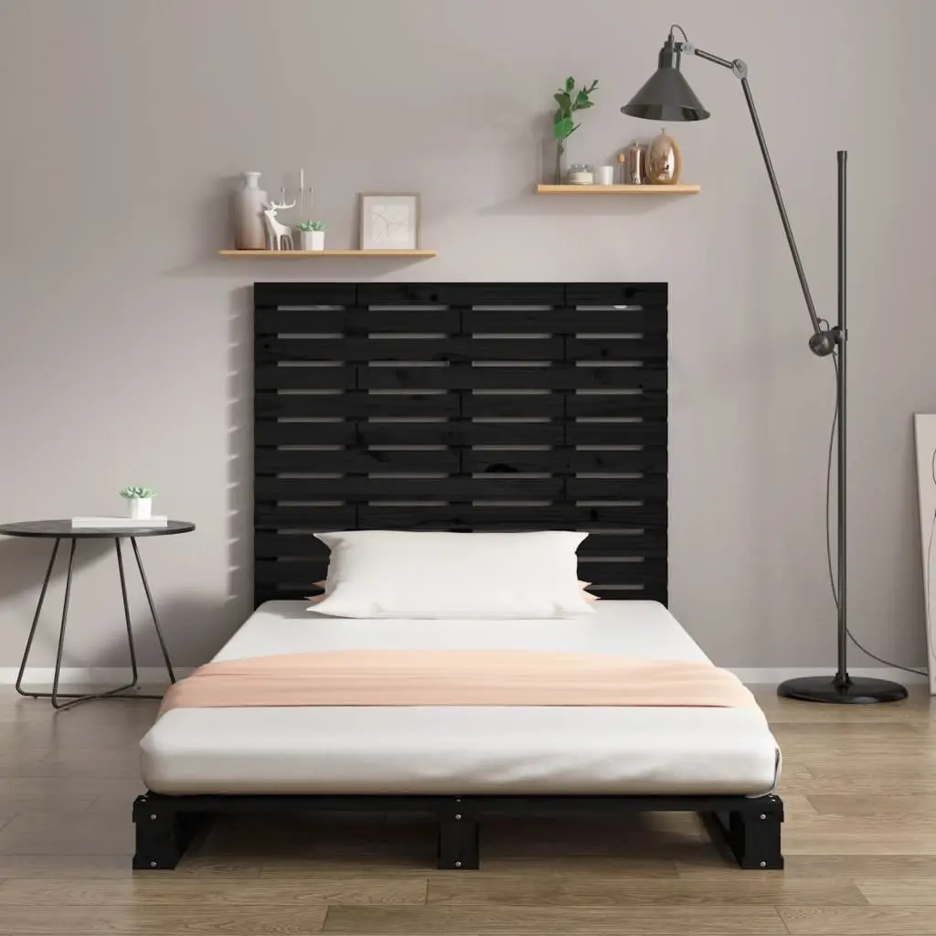 Wall Headboard Black 141cm Solid Pine Wood Bedroom Mount