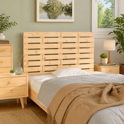 Compact 96 cm Wall Headboard in Solid Pine Wood
