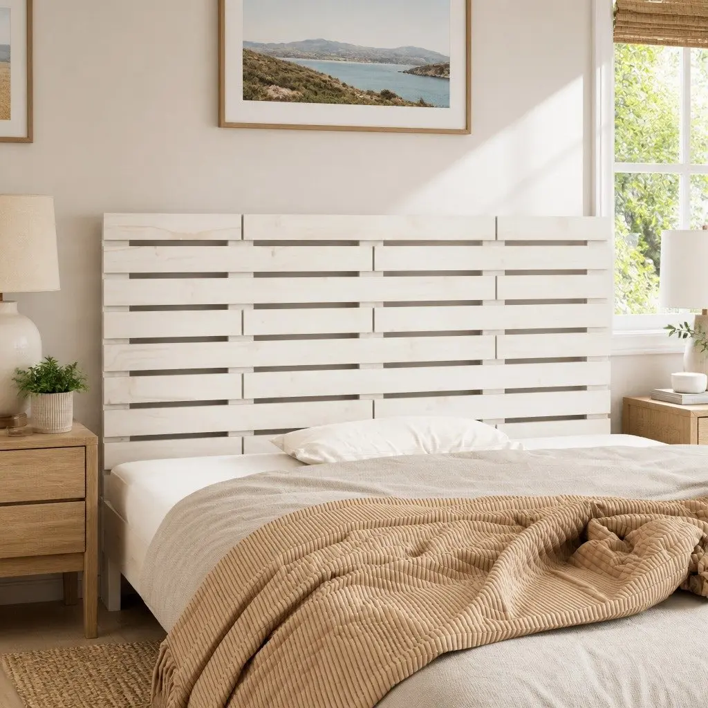 Wall Headboard White 156cm Solid Pine Wood Bedroom Furniture Mount
