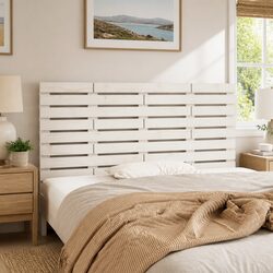 Wall Headboard White 156cm Solid Pine Wood Bedroom Furniture Mount